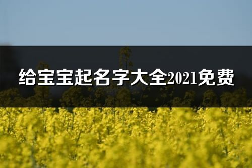 给宝宝起名字大全2021免费