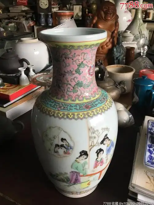 70年代景德镇艺术瓷厂【粉彩人物花瓶】-彩绘瓷/彩瓷-7788青花瓷收藏