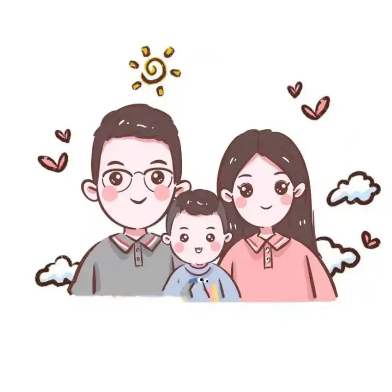 全家福手绘头像,超可爱,幸福的一家三口 温馨又幸福美满的一家人98