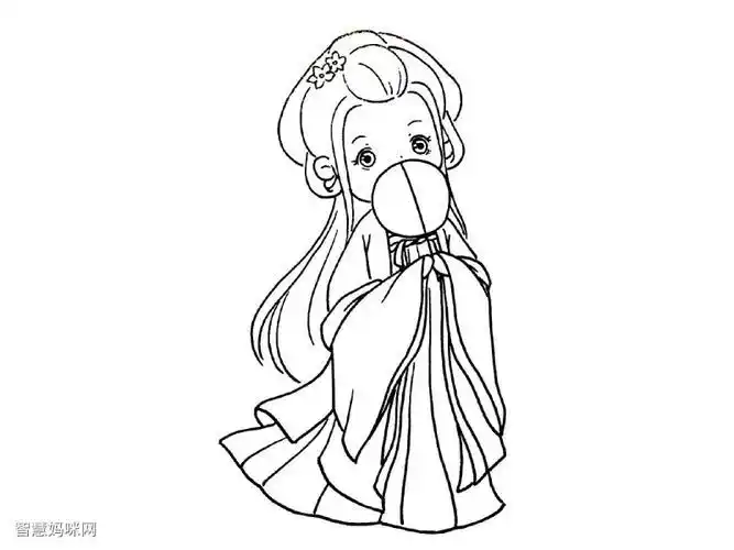 作者 爱画画的橙子古装q版小女孩简笔画彩色图片素材大全简笔画-如何