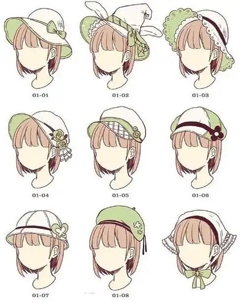 绘画参考#帽子,头饰绘画参考.