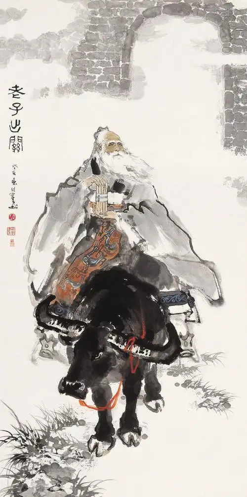 0940 1983年作 老子出关 立轴 设色纸本