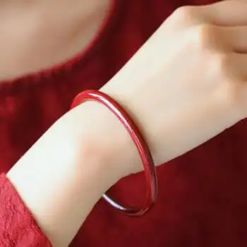 朱砂手镯女紫金沙手镯原矿手镯心经手镯女手镯细手镯 心经款58内径