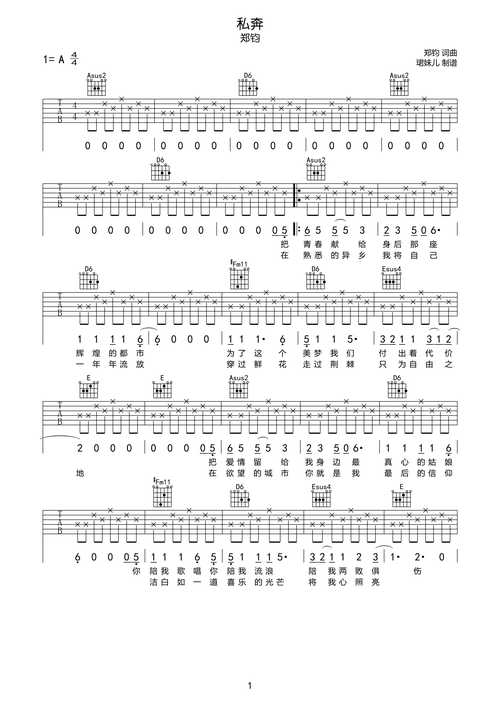 郑钧《私奔》吉他谱-彼岸吉他论坛-彼岸吉他 - 一站式吉他爱好者服务