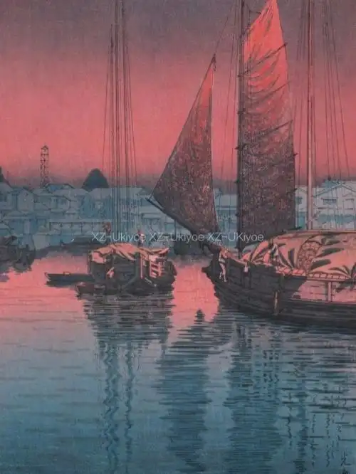 浮世绘藏品分享黄昏与港口的赞歌