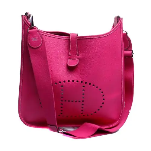 hermes(爱马仕)粉色皮质斜挎包