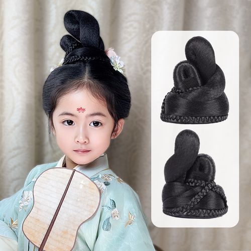 02元古装唐风发包明制全发丝飞天髻假发