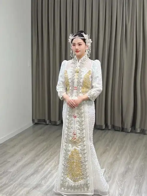 试纱花絮 银白色秀禾美绝了 阜阳婚纱礼服