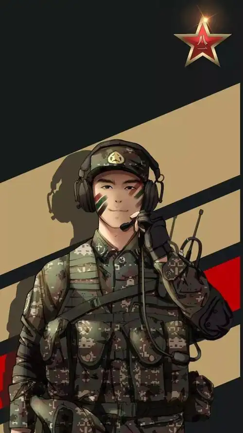八一建军节手绘军人高清手机壁纸