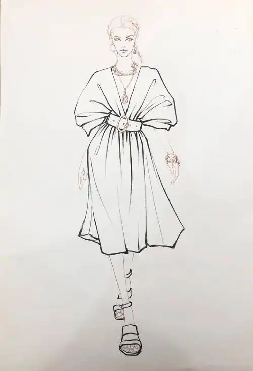 各种质感面料的服装手绘效果图步骤1-2-3