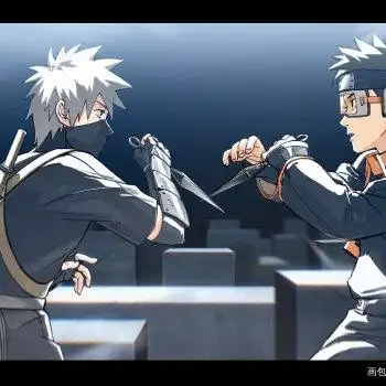 此时此刻恰如彼时彼刻_火影忍者宇智波带土板绘涂旗木卡卡西绘画作品