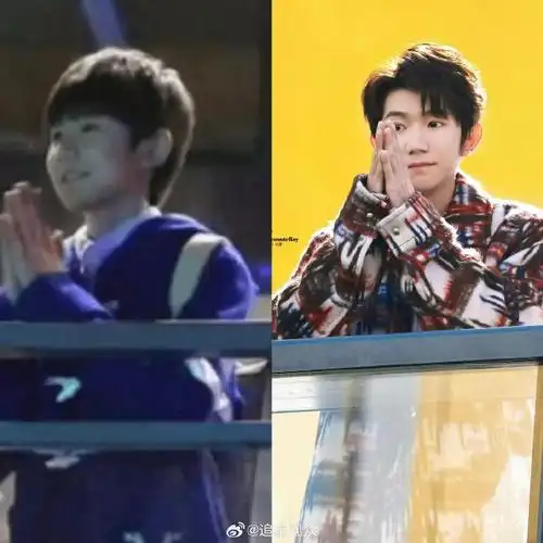 王源再现十年前双手合十