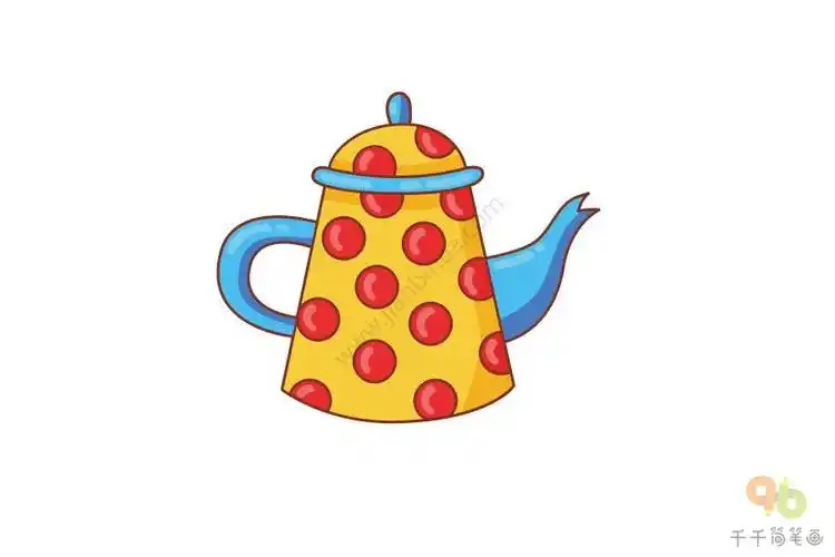 彩色的小水壶简笔画步骤图