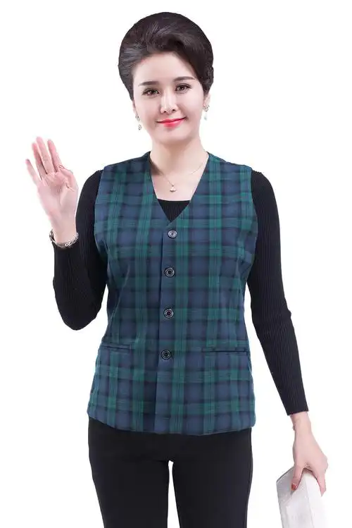 中老年人马甲女春秋薄款布背心奶奶大码马夹修身内外穿妈妈无袖坎肩