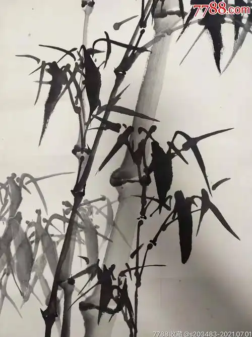 山东省著名画家孟传柱先生纯手工手绘墨竹竹子字画国画书画条幅竖幅