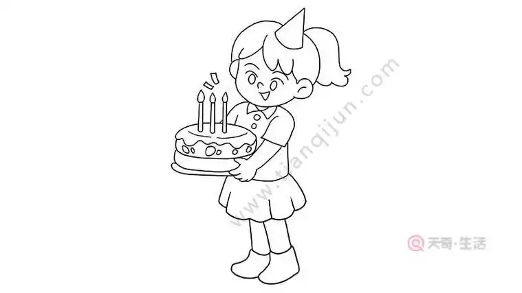闺蜜生日简笔画图片