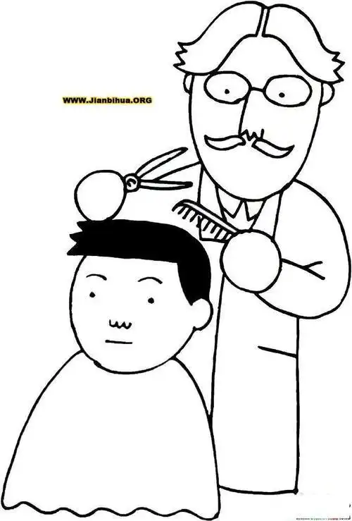 师简笔画人物形象卡通男生的简笔画-美女理发剪头发画图片大全图片 剪