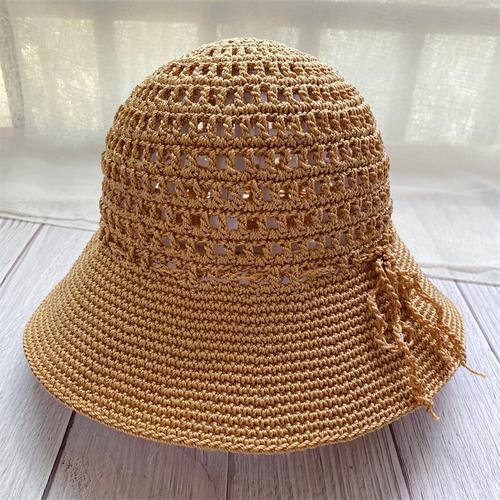 芸手工钩针diy夏季遮阳帽镂空渔夫帽材料包非成品送视频教程工具