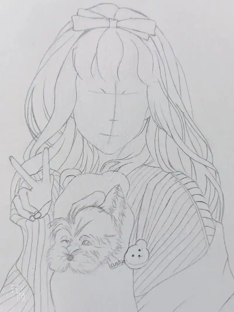 动漫手绘#铅笔画 #卡通人物 #漫画女孩  手绘底稿,来点 - 抖音