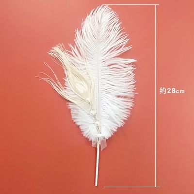 珍珠羽毛蛋糕装h饰插件羽毛翅膀网红孔雀羽毛装扮生日快乐插件.