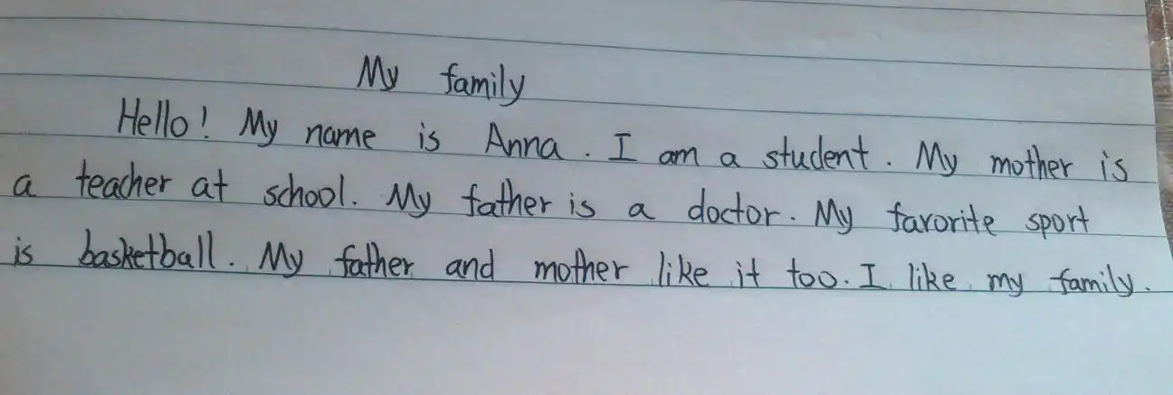 我的家庭小学英语作文5篇