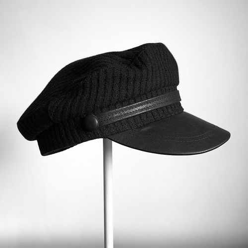 男士鸭舌帽时尚帽子有型帅气水手帽冬秋季女帽黑色毛呢鸭舌海军帽