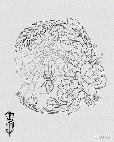 纹身手稿纯线条