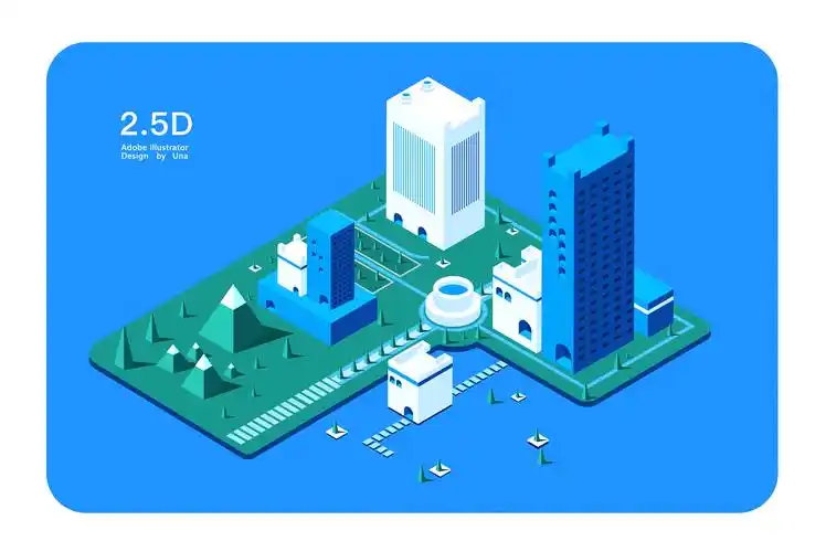 2.5d小区建筑插画