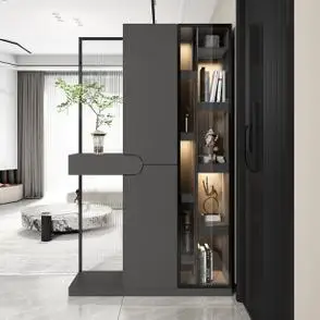 柜一体轻奢风意式屏风客厅隔断现代简约储物柜极简风轻奢玄关柜鞋
