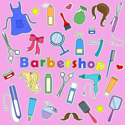 理发店,工具,配饰,理发师,彩色,象征,粉色,粉色背景