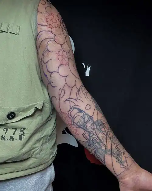 老传统花臂遮盖纹身图片老传统纹身图案