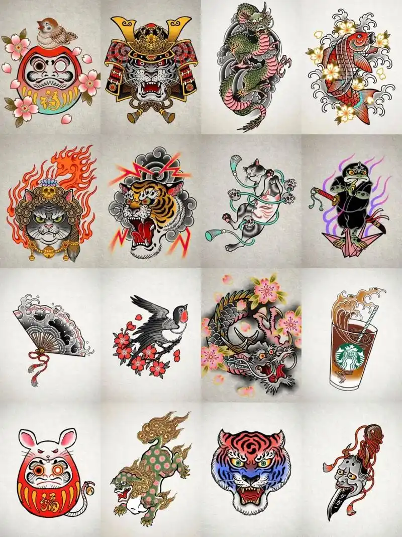 tattoo丨纹身手稿丨日式小图丨拼接花臂