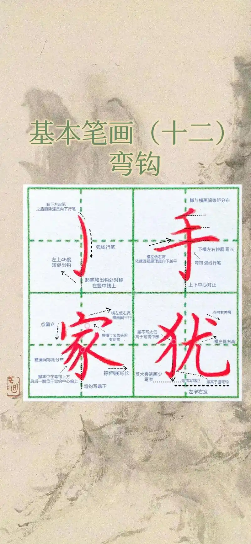 楷书基本笔画(十二)——弯钩