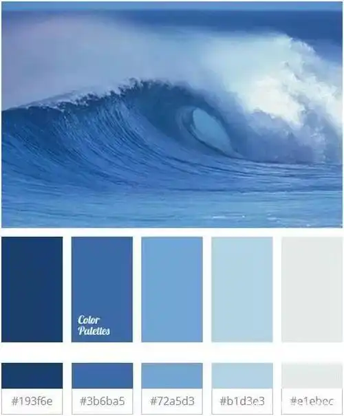 大海的色号  通过不同的深深浅浅的蓝色 叠加  营造静谧感觉   下期