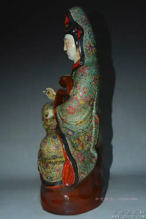 民国曾龙升造观音33x17厘米