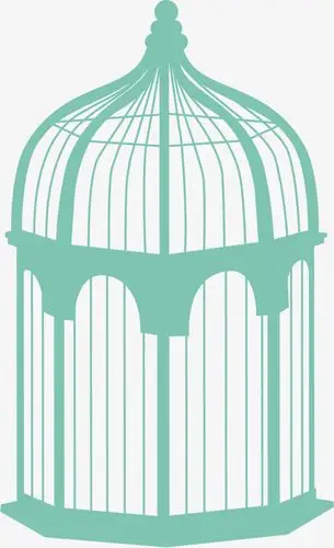 矢量蓝色鸟笼装饰