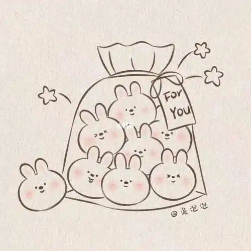 手绘可爱简笔画附教程30一大袋兔几