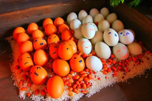 鸡蛋鸭蛋被一个个画上了可爱的笑脸.