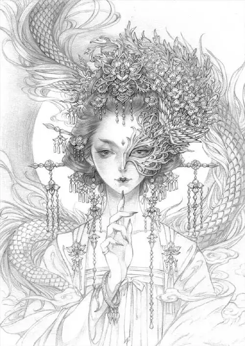 100张唯美古风女子手绘线稿超全女子古风线稿图集