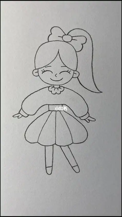小女孩怎么画可爱小女孩简笔画画法步骤教程一步一步画出小女孩 小