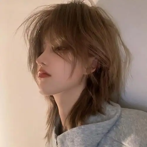 片希假发狼尾短直发鲻鱼头日系男女通用中性自然韩版帅气全头套式发卡