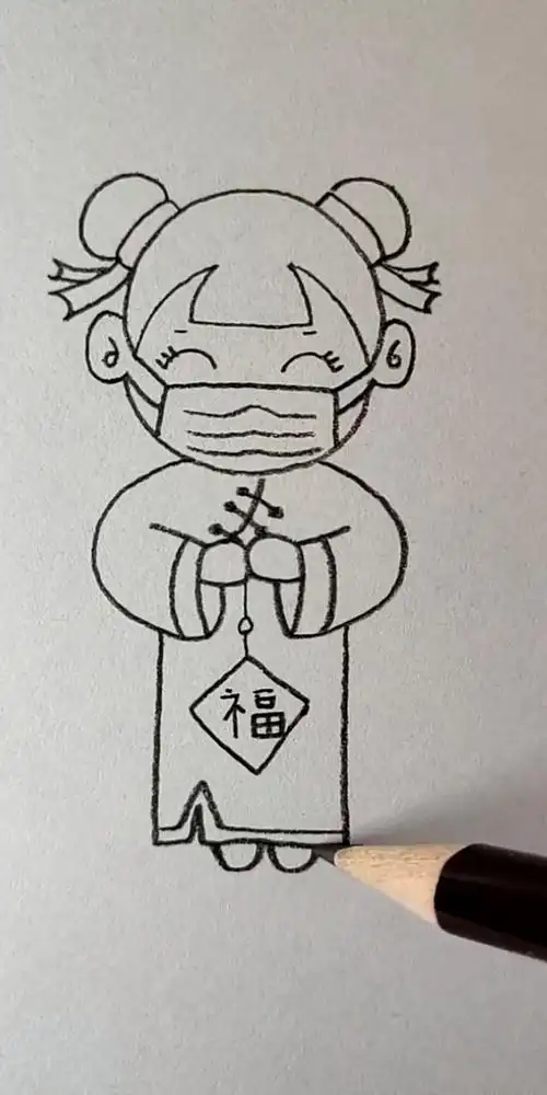 简笔画#画戴口罩的小女孩,记得出门戴口罩哦!-度小视