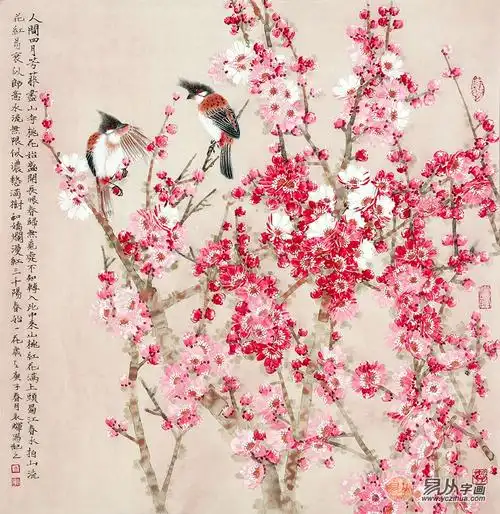玄关,餐厅,走廊花鸟分类:其他字画名称:《人间四月芳菲尽,山寺桃花始