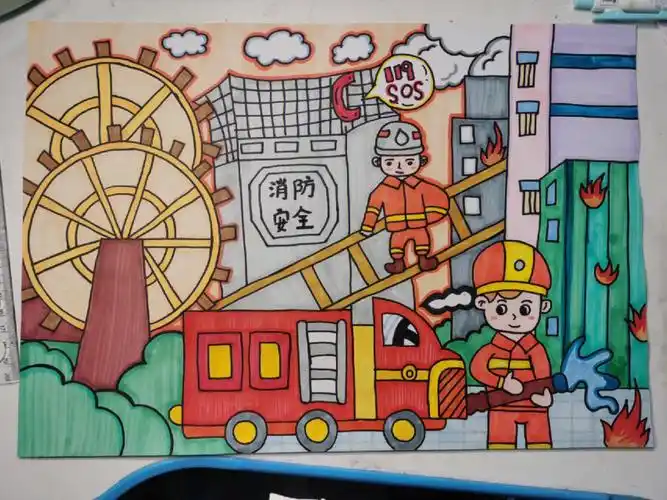 抄作业啦消防主题画