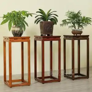 实木四方花几老榆木仿古新中式设装饰花架 花瓶架走廊客厅置物架