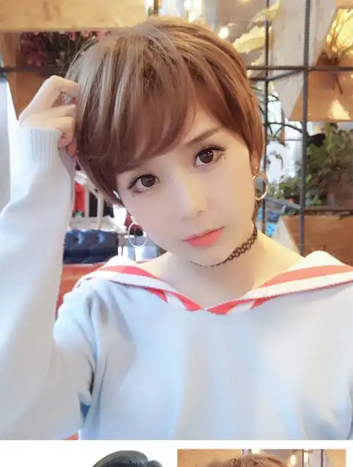 假发新款帅气网红短直发假发女超短发小碎发全头套