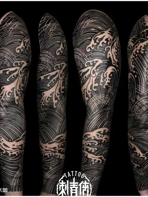 浪,花臂_纹身图案手稿图片_大侠的纹身作品集