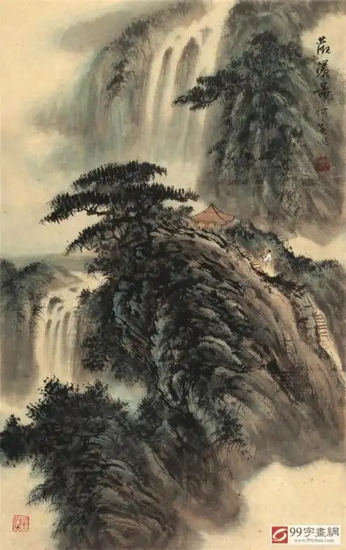 千峰竞秀 万壑争流-何实山水画欣赏