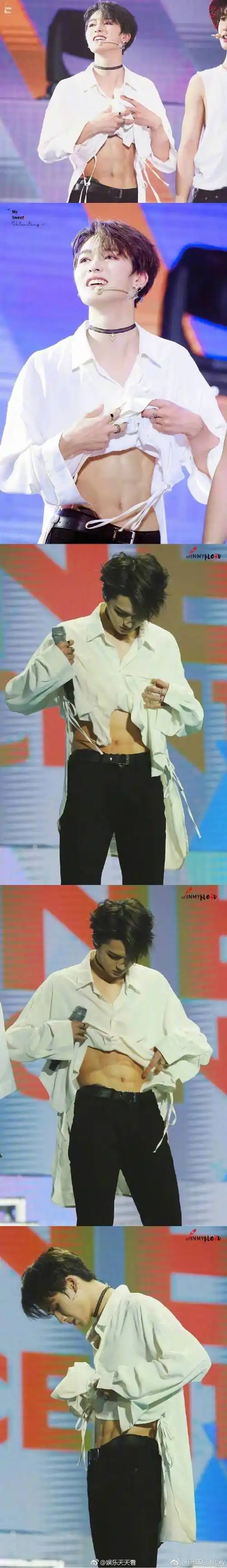 却拥有魔鬼般的八块腹肌,每一张每一帧都让人疯狂心动～@theo-朱正廷