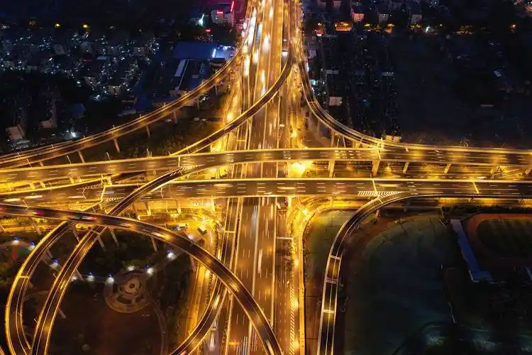 合肥郎溪路高架桥夜景璀璨流光溢彩车水马龙